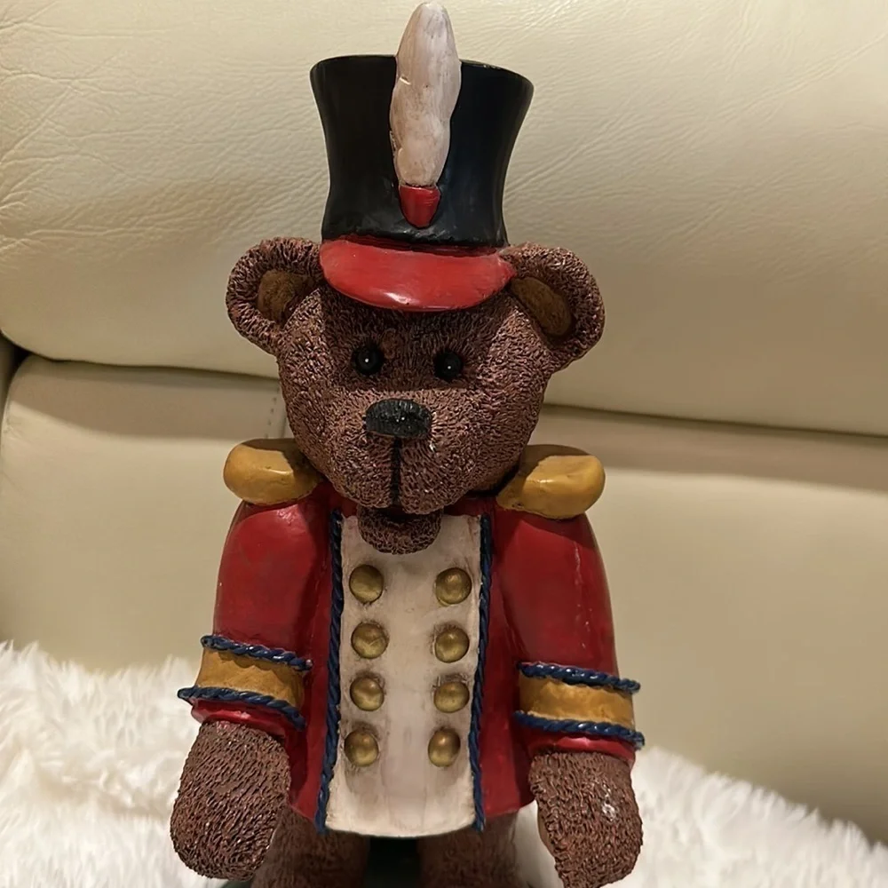 Kurt Adler Teddy Bear Soldier Nut Cracker Ceramic